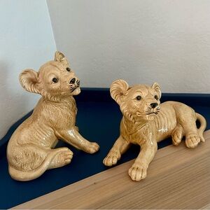 Vintage 1980s Hand Made Lion Cubs